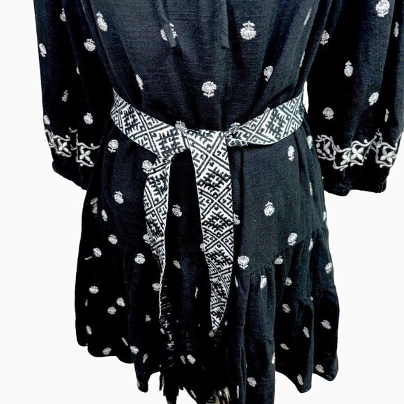 A Loves A Women's S Small Prairie Mini Dress Belted Puff Sleeves Embroidered - Picture 3 of 9